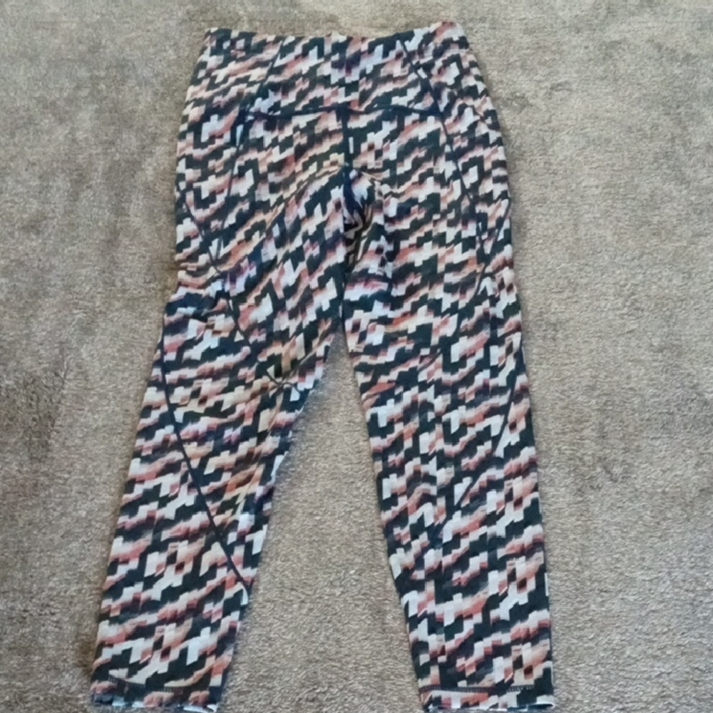 Sweaty Betty NWT Rapid 7/8 Run Leggings Blue Spliced Mirage Print US Size 6